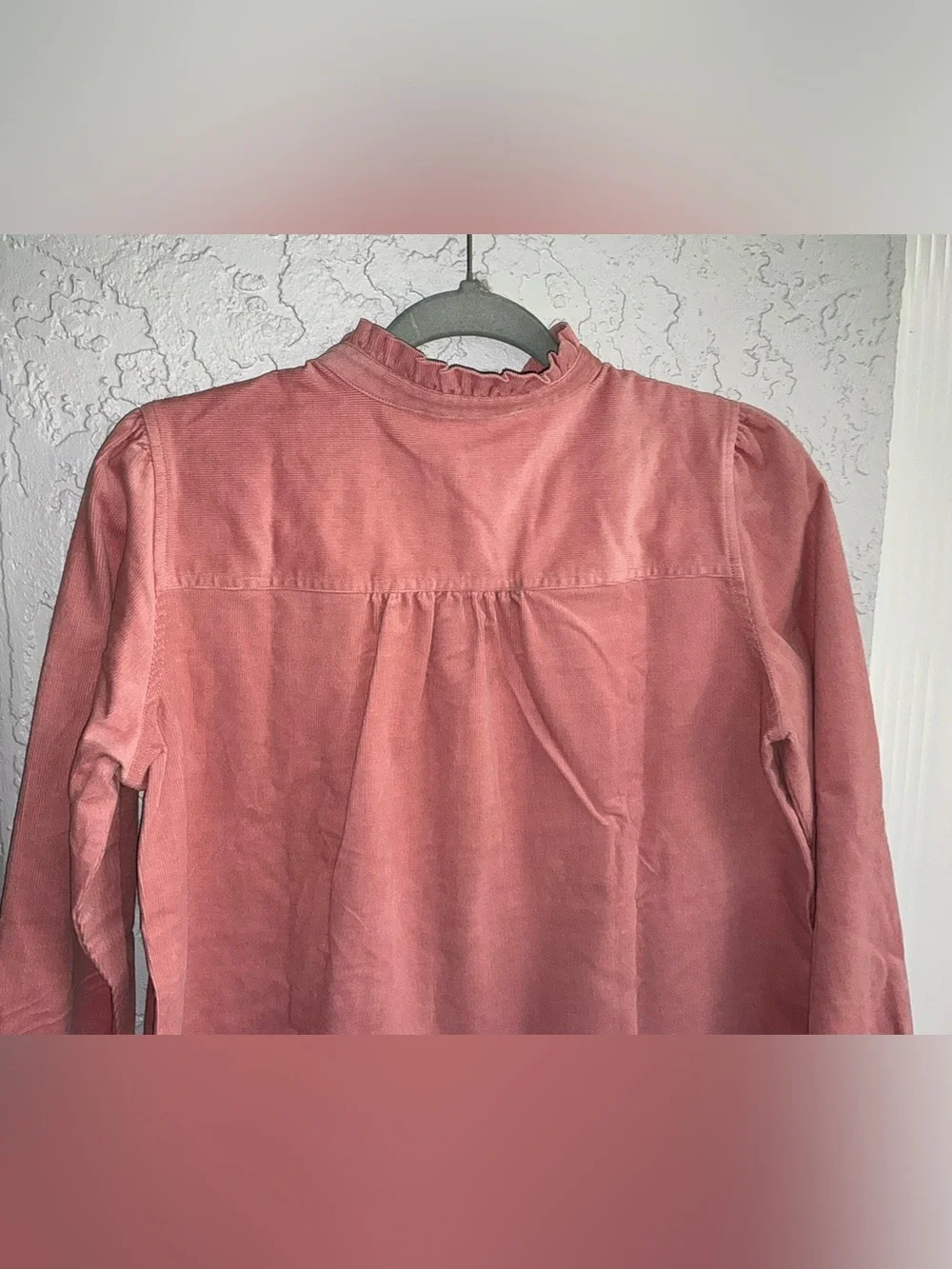 LOFT Dusty Rose Long-Sleeve Ruffle-Neck Pullover Shirt (NWT)